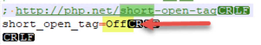 Search for "short_open_tag" and set to On