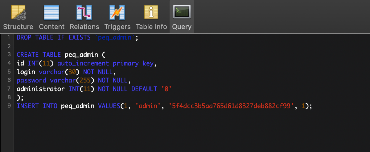 Copy the query to your Database Editing Client